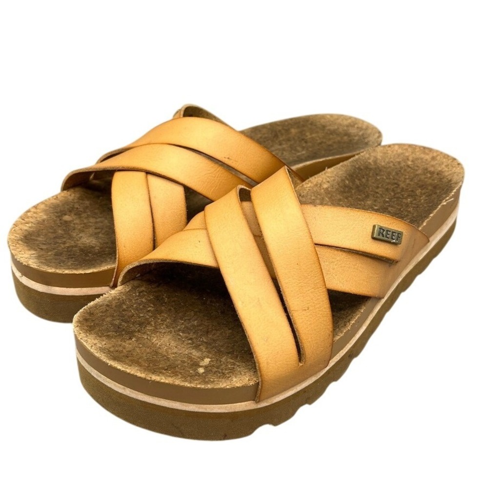Reef Cushion Bloom Hi Sandals Womens 9 Cork Platform Slides Summercore Bohochic